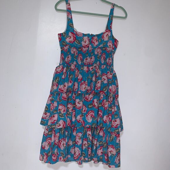 Betsy Johnson ruched back floral sundress size 12, floral chic summer dress - Picture 2 of 10